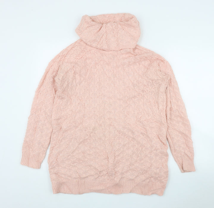 H&M Womens Pink Roll Neck  Acrylic Pullover Jumper Size XS