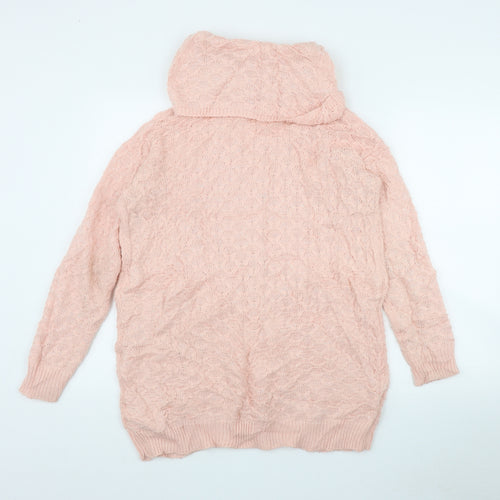 H&M Womens Pink Roll Neck  Acrylic Pullover Jumper Size XS