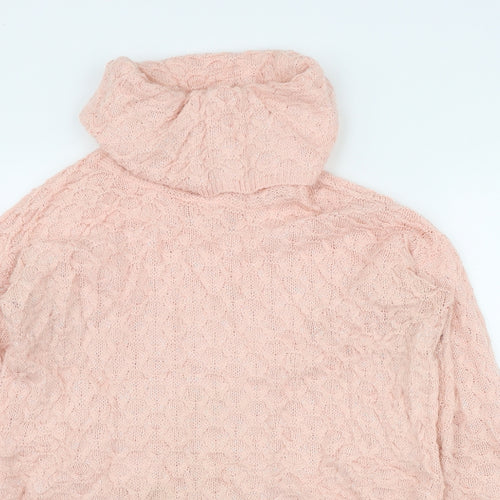 H&M Womens Pink Roll Neck  Acrylic Pullover Jumper Size XS