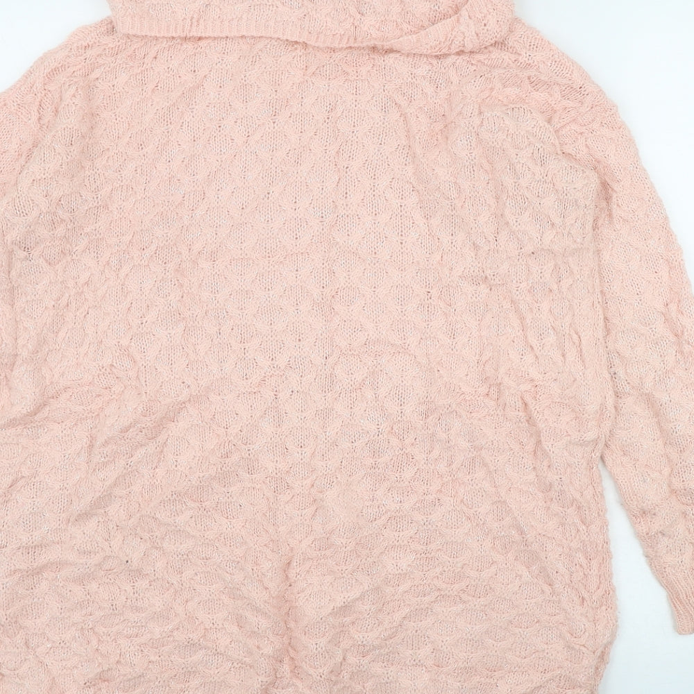 H&M Womens Pink Roll Neck  Acrylic Pullover Jumper Size XS