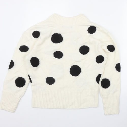 Marks and Spencer Womens Ivory Round Neck Polka Dot Acrylic Pullover Jumper Size XS