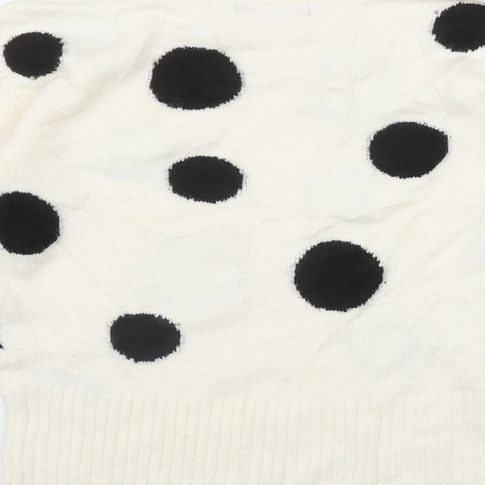Marks and Spencer Womens Ivory Round Neck Polka Dot Acrylic Pullover Jumper Size XS
