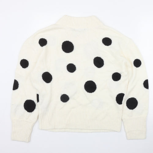 Marks and Spencer Womens Ivory Round Neck Polka Dot Acrylic Pullover Jumper Size M