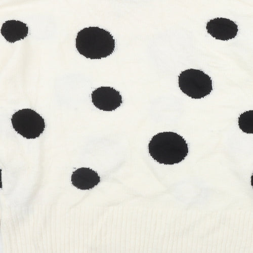 Marks and Spencer Womens Ivory Round Neck Polka Dot Acrylic Pullover Jumper Size M