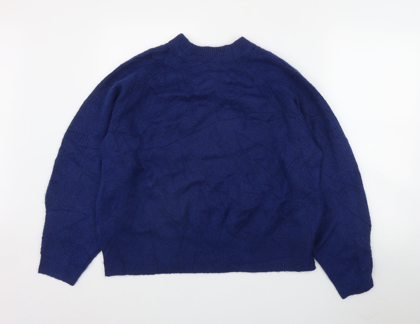Marks and Spencer Womens Blue Round Neck  Acetate Pullover Jumper Size L