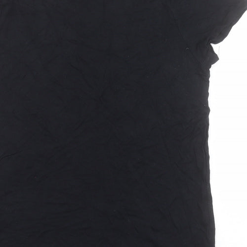 Oasis Womens Black  Viscose Basic T-Shirt Size M Round Neck