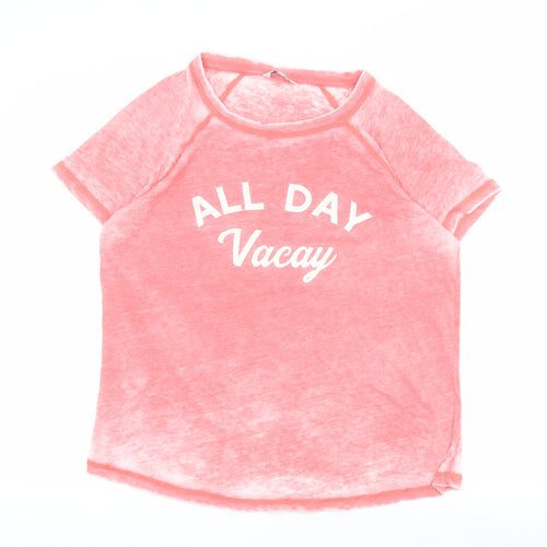 NEXT Womens Pink  Cotton Basic Polo Size 12 Round Neck - Slogan