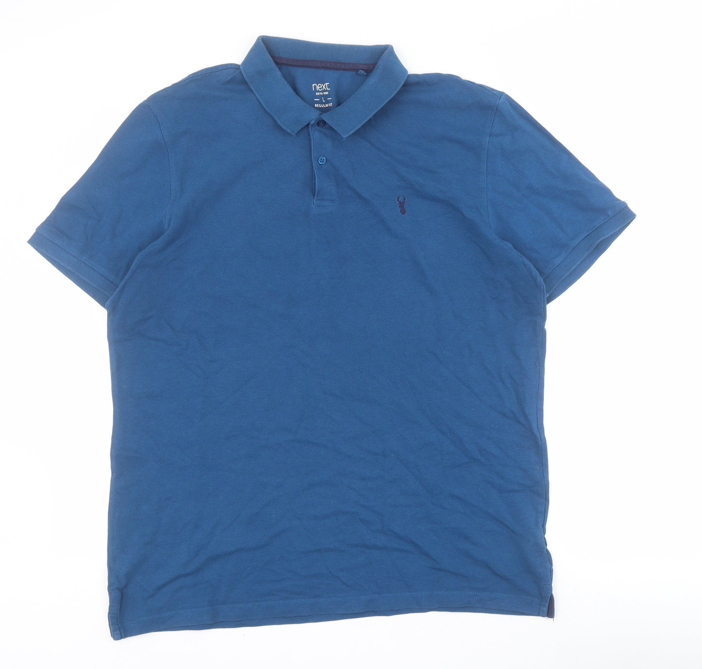 NEXT Womens Blue  Cotton Basic Polo Size L Collared
