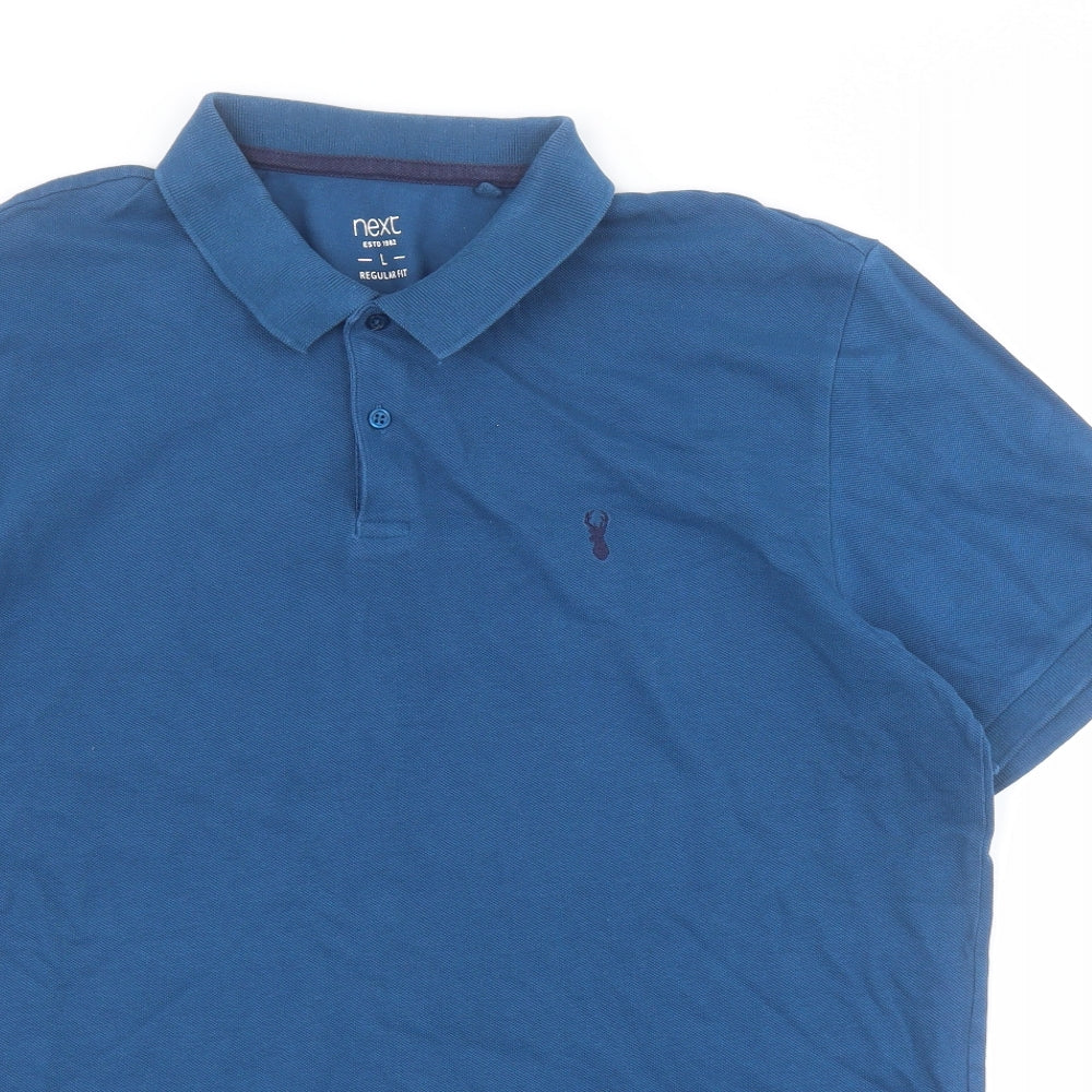 NEXT Womens Blue  Cotton Basic Polo Size L Collared