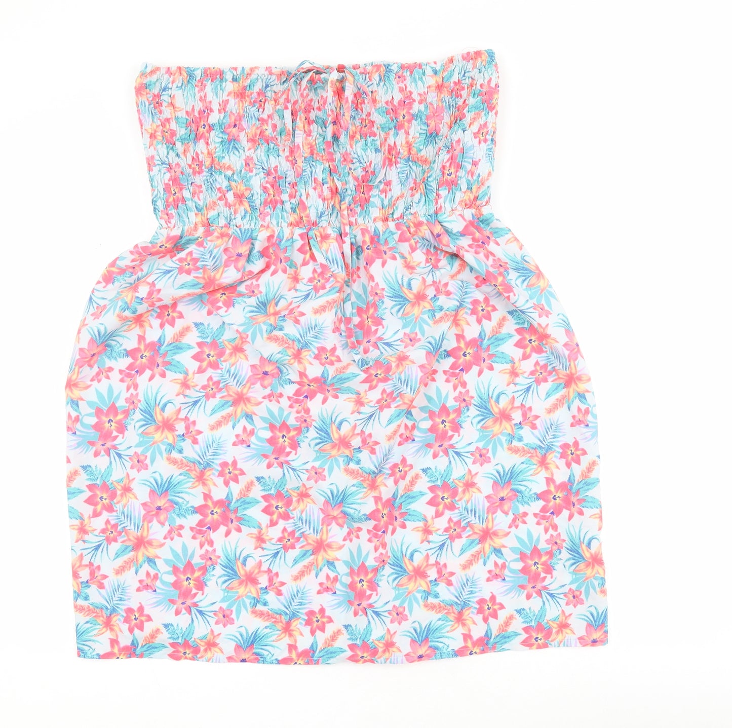 Primark Womens Blue Floral Polyester Mini  Size L  Off the Shoulder Pullover