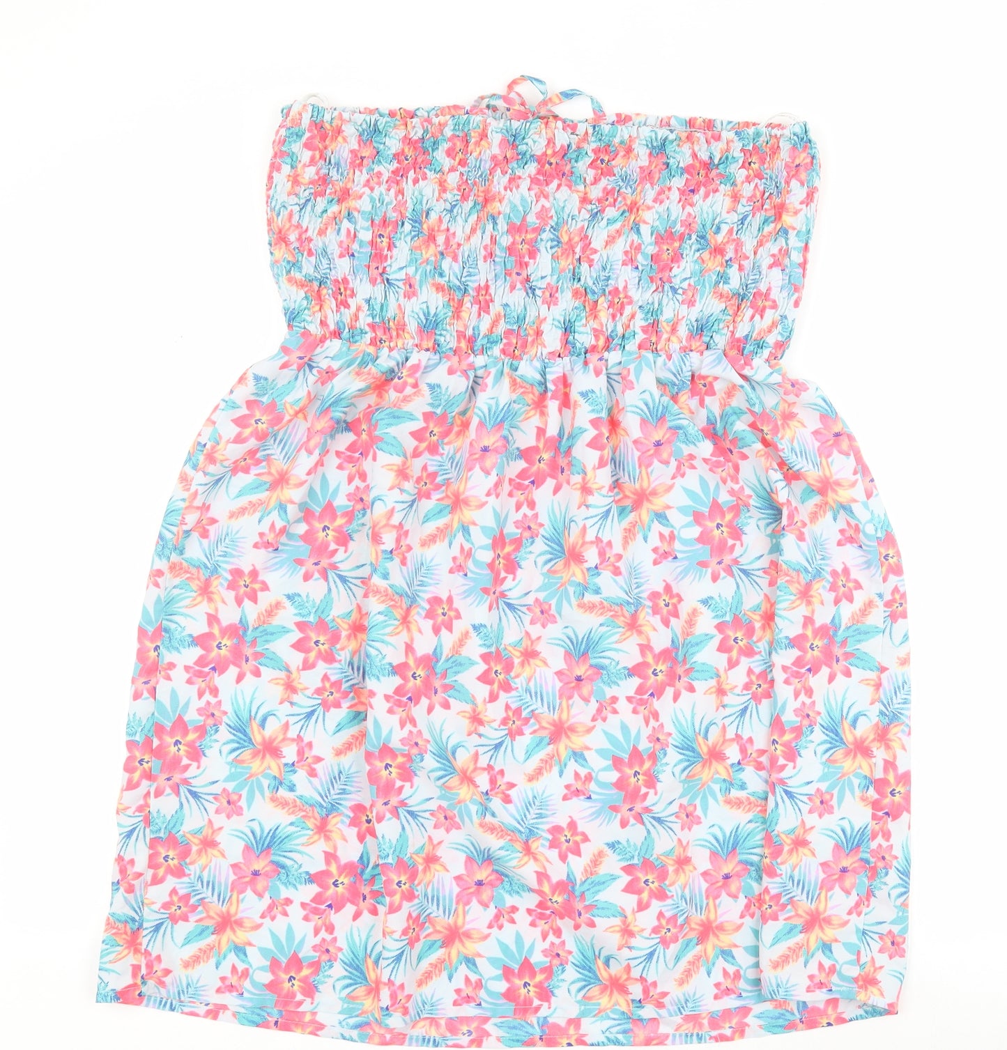 Primark Womens Blue Floral Polyester Mini  Size L  Off the Shoulder Pullover