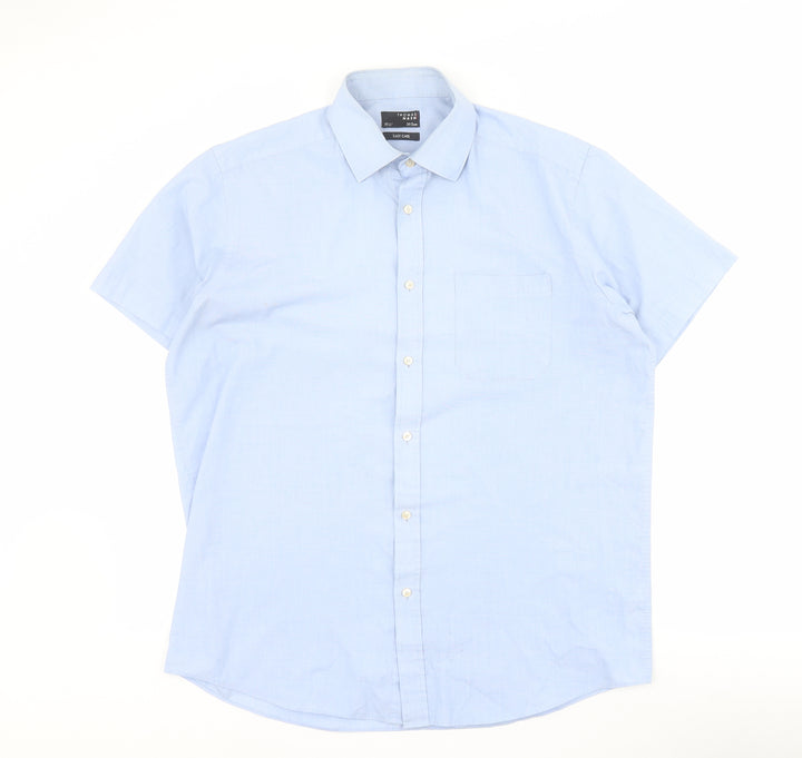 Debenhams Mens Blue  Polyester  Button-Up Size S Collared Button