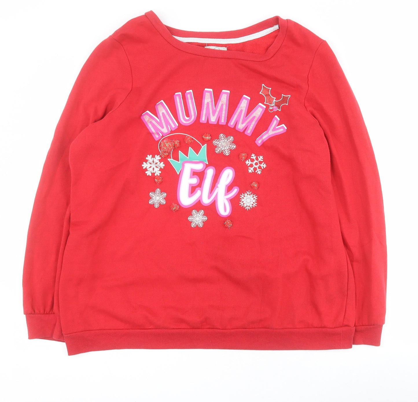 George Womens Red  Cotton Pullover Sweatshirt Size L  Pullover - Christmas