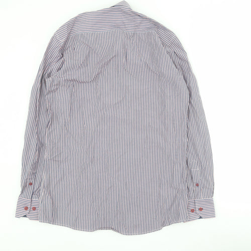Daniel Rosso Mens Blue Striped Cotton  Button-Up Size M Collared Button
