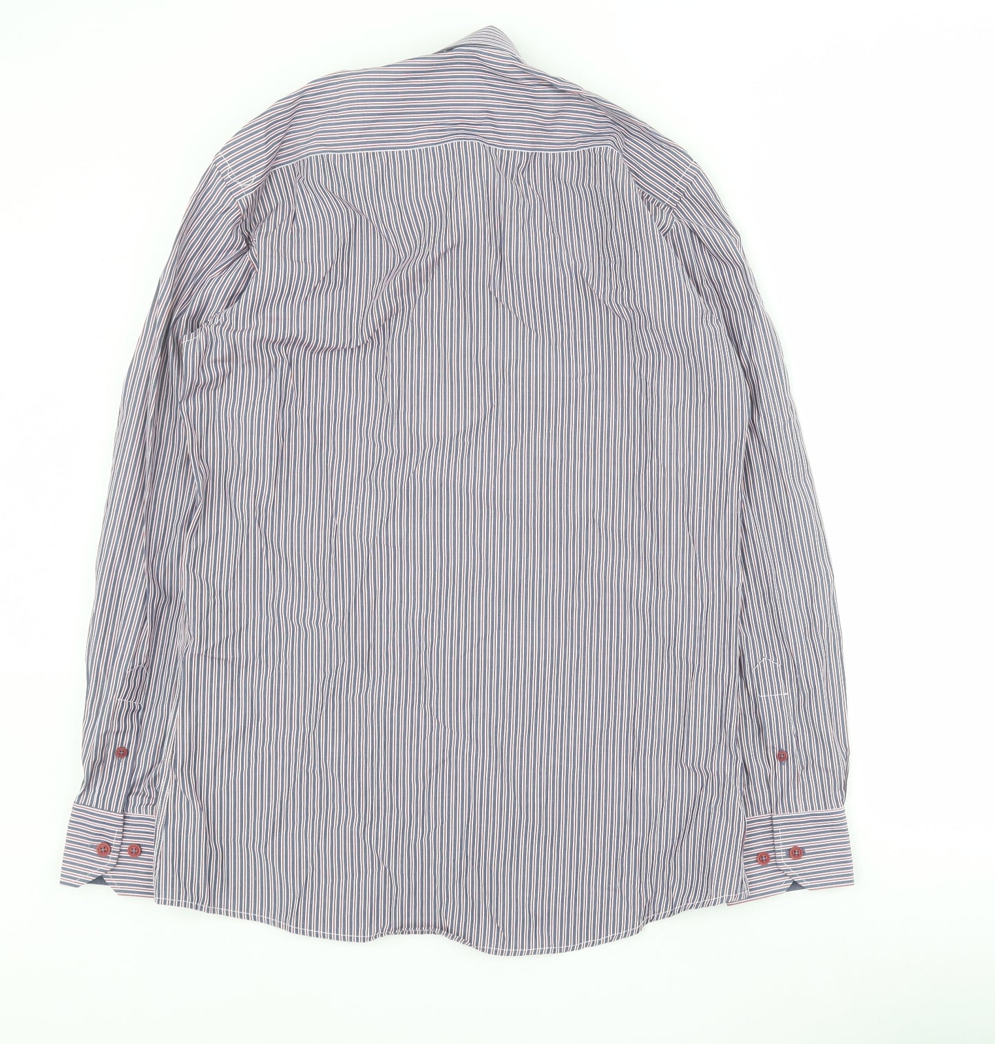 Daniel Rosso Mens Blue Striped Cotton  Button-Up Size M Collared Button