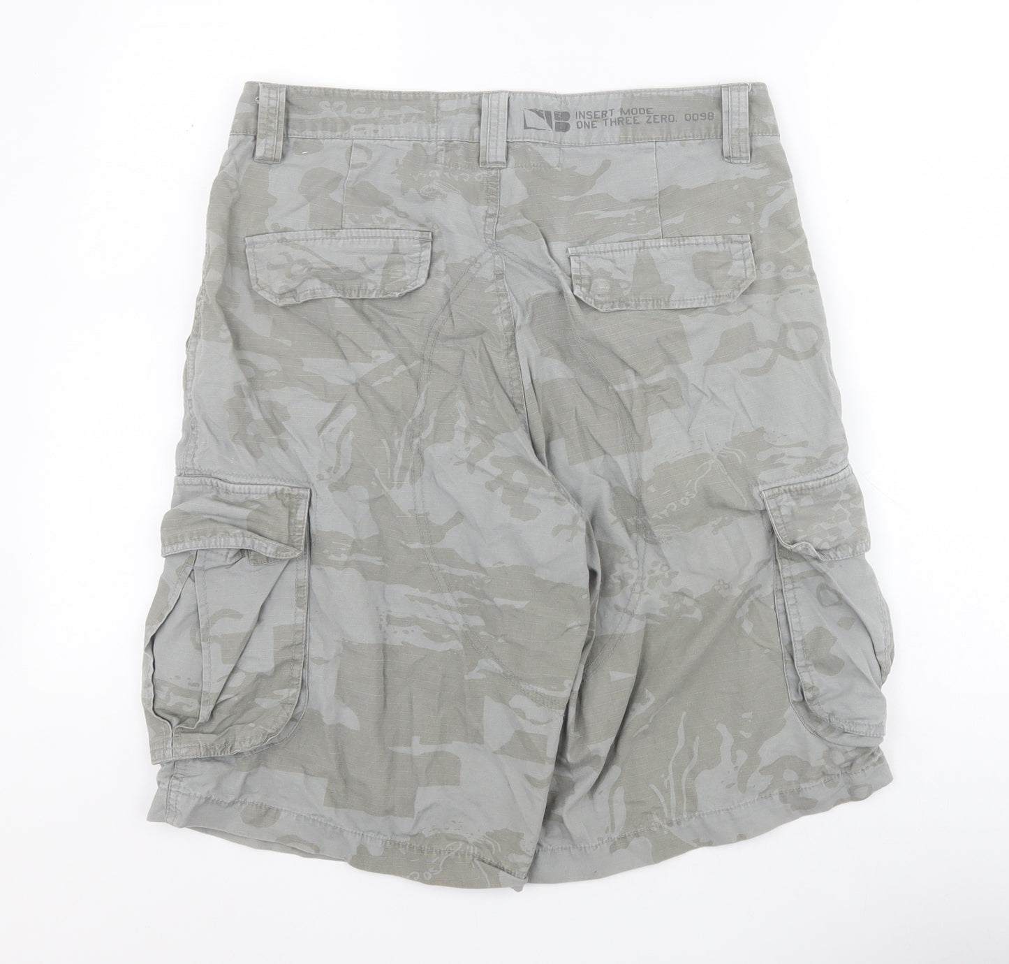 Burton Mens Grey Camouflage Cotton Cargo Shorts Size 32 L10 in Regular Button