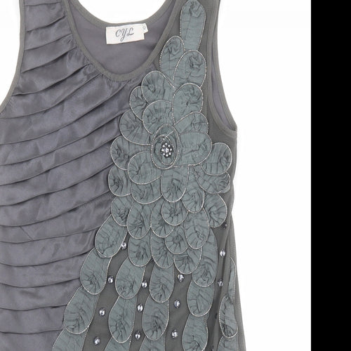 CYL Womens Grey  Polyester Basic Tank Size 10 Round Neck