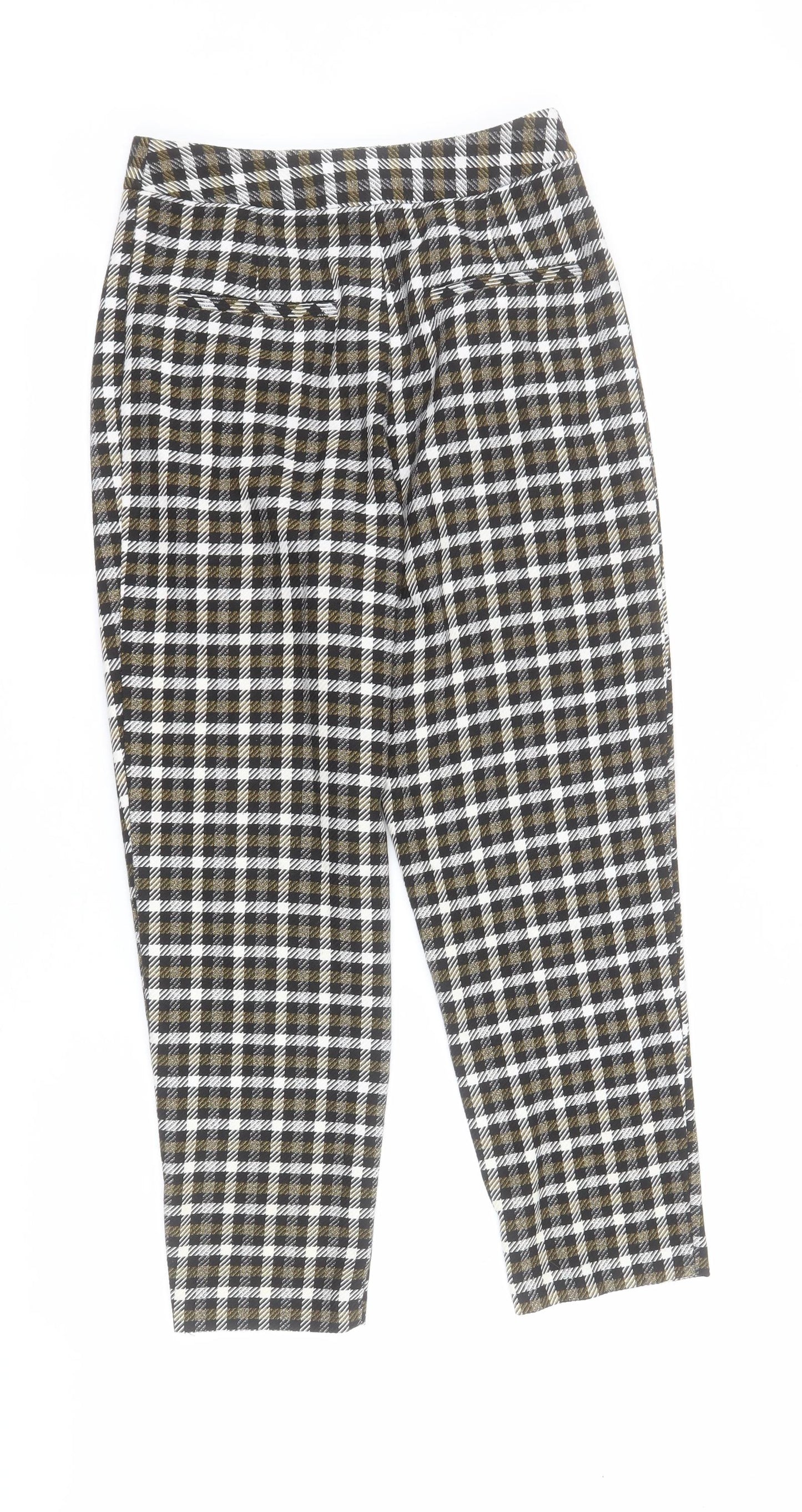 Topshop Womens Multicoloured Plaid Polyester Carrot Trousers Size 6 L25 in Regular Zip