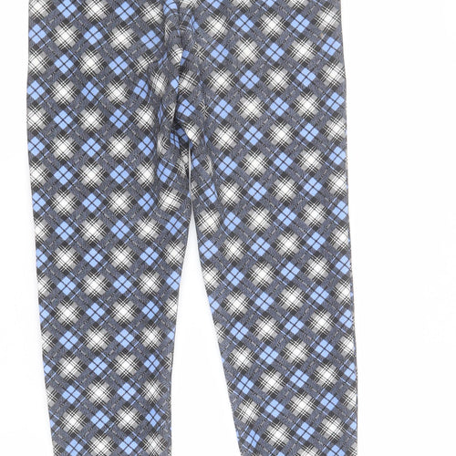 Missi London Womens Blue Geometric Polyester Cropped Trousers Size 10 L30 in Regular
