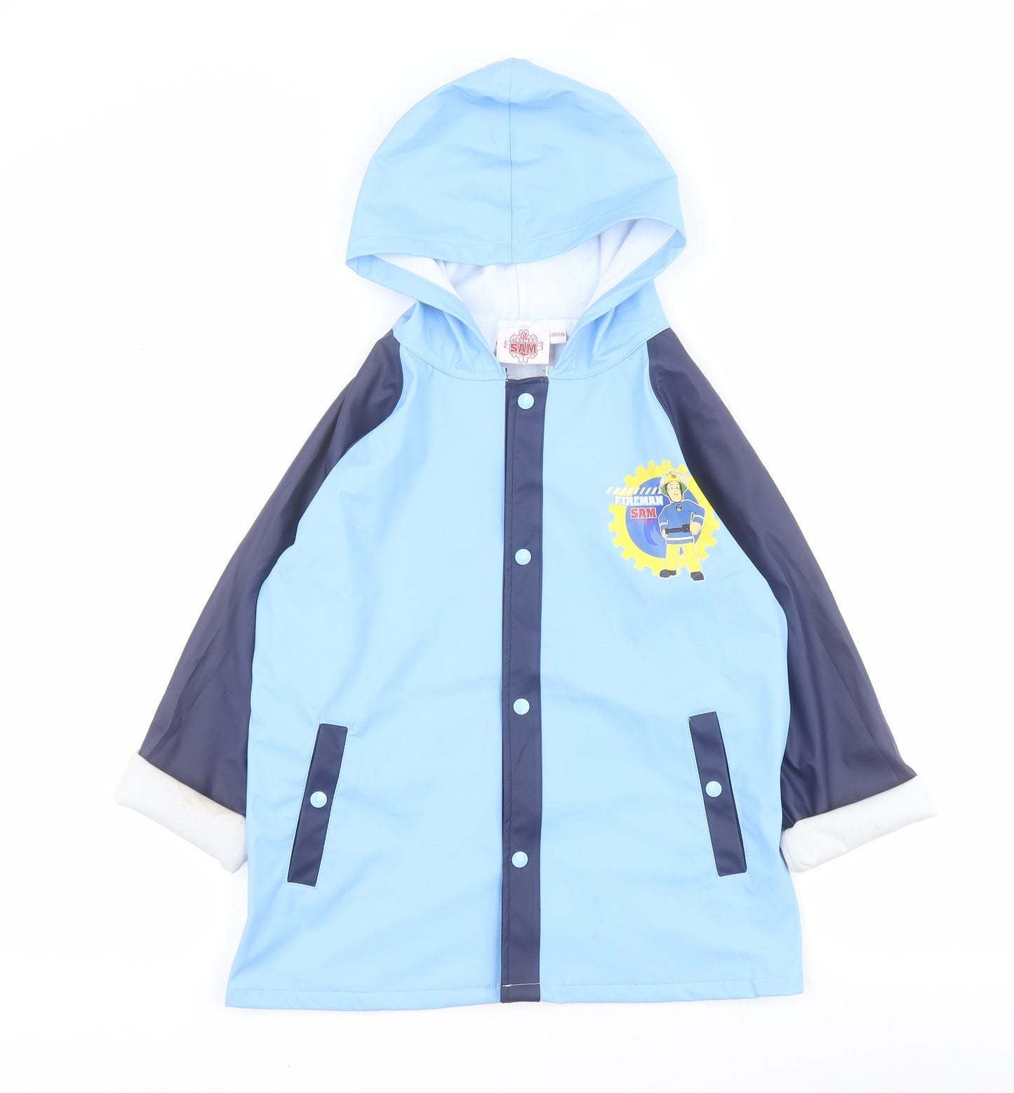 TV Mania Boys Blue Colourblock  Rain Coat Coat Size 5-6 Years  Snap - Fireman Sam