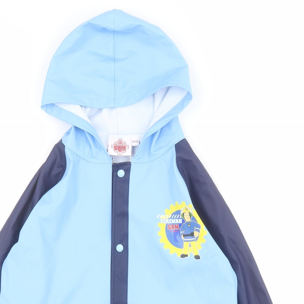 TV Mania Boys Blue Colourblock  Rain Coat Coat Size 5-6 Years  Snap - Fireman Sam
