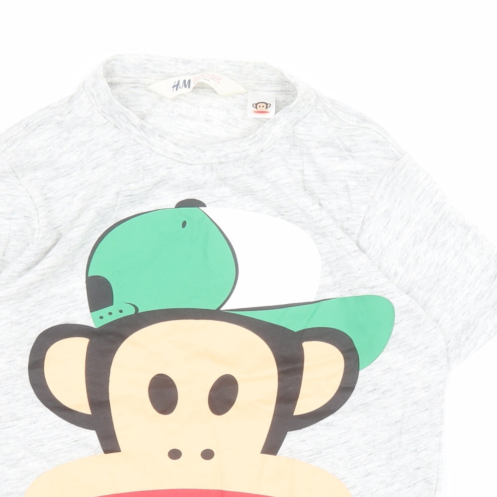 H&M Boys Grey  100% Cotton Basic Polo Size 9-10 Years Crew Neck Pullover - Paul Frank