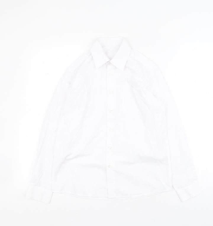 George Boys White Polyester Basic Button-Up Size 10-11 Years Collared Button - School