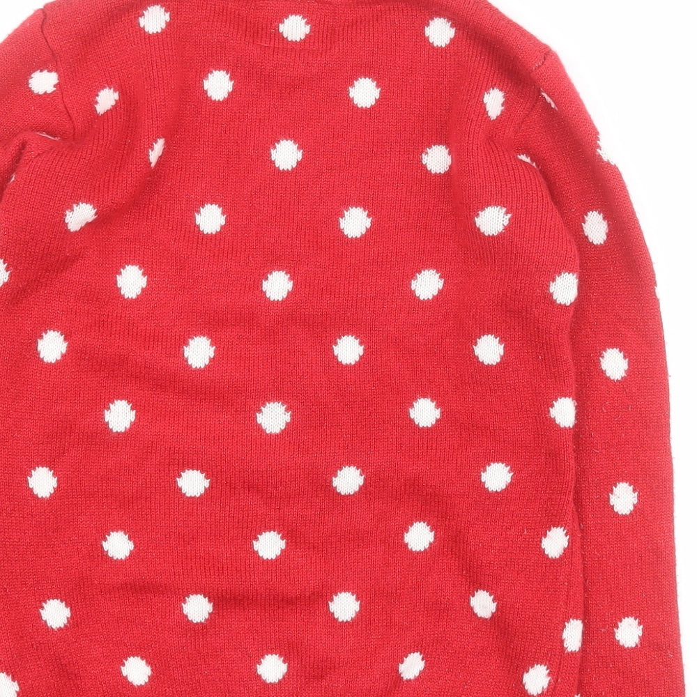 Primark Girls Red Round Neck Polka Dot Acrylic Pullover Jumper Size 12-13 Years  Pullover - Christmas