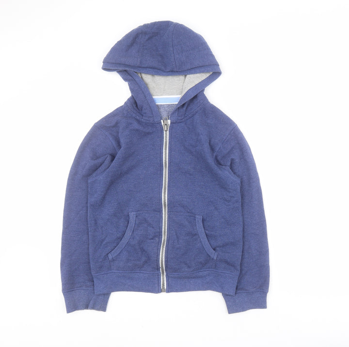 Dunnes Boys Blue Cotton Full Zip Hoodie Size S Zip