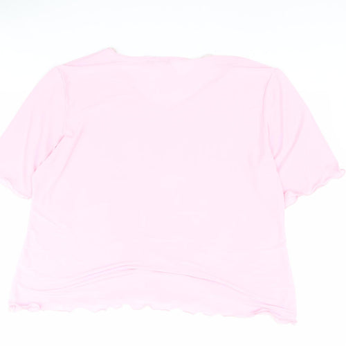 Must Womens Pink  Polyester Basic Blouse Size XL Round Neck