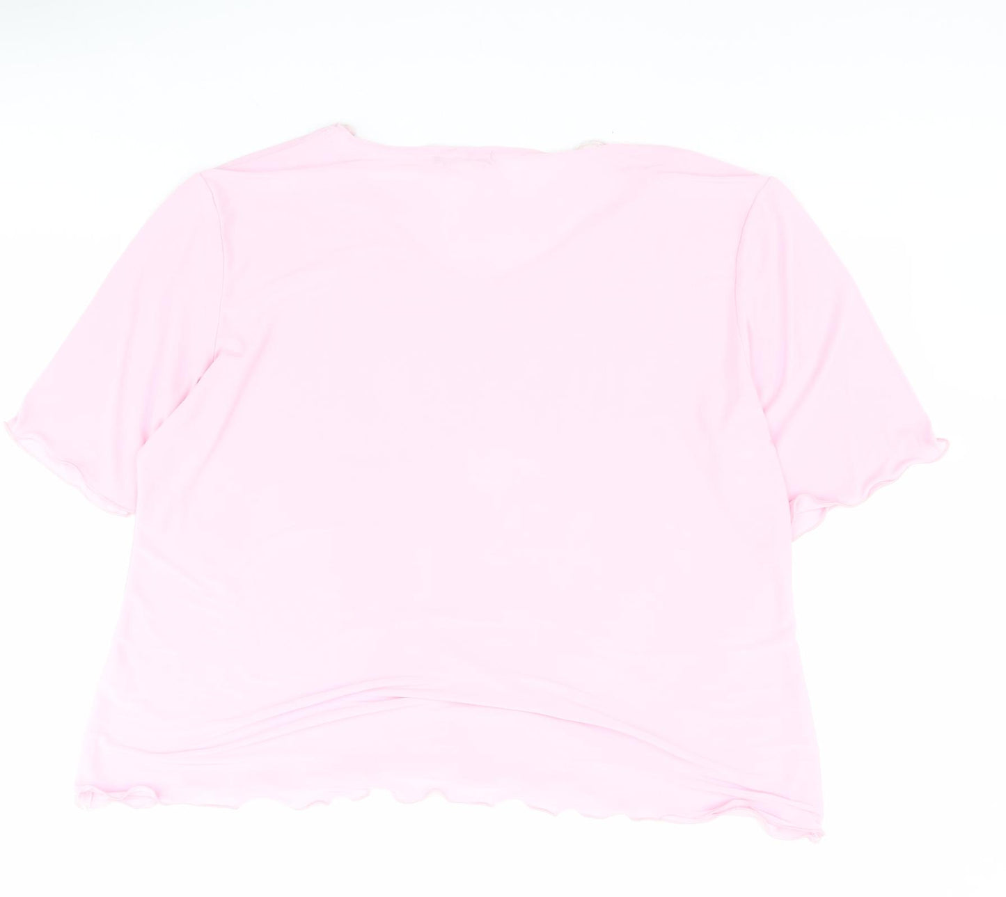 Must Womens Pink  Polyester Basic Blouse Size XL Round Neck