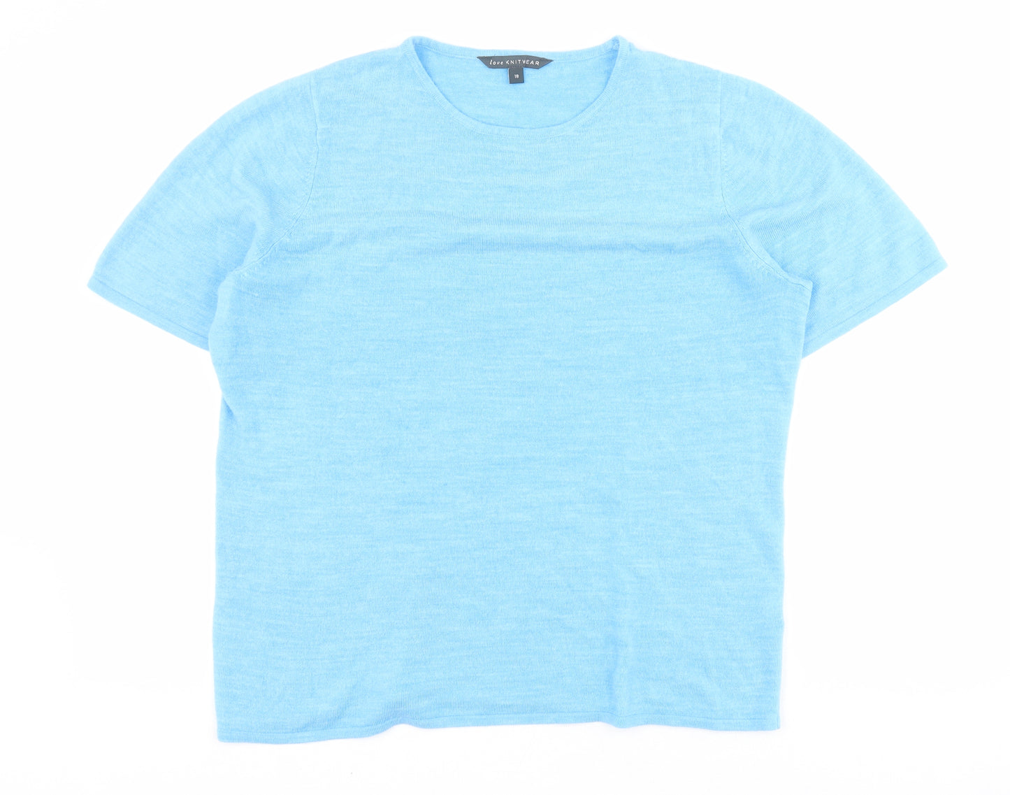 Love Knitwear Womens Blue  Acrylic Basic Polo Size 18 Round Neck