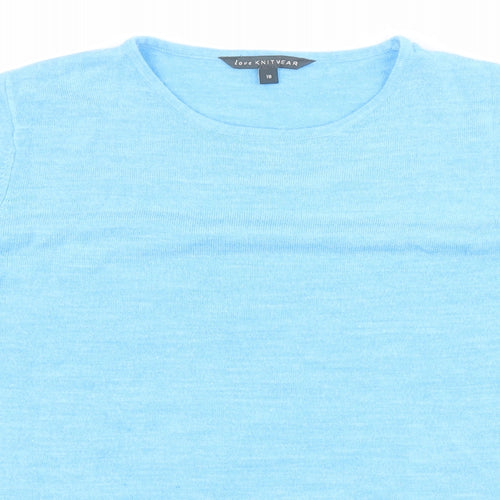 Love Knitwear Womens Blue  Acrylic Basic Polo Size 18 Round Neck