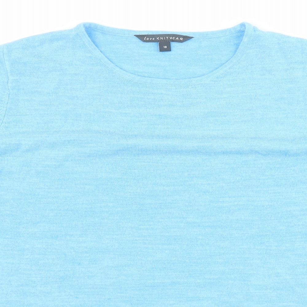Love Knitwear Womens Blue  Acrylic Basic Polo Size 18 Round Neck