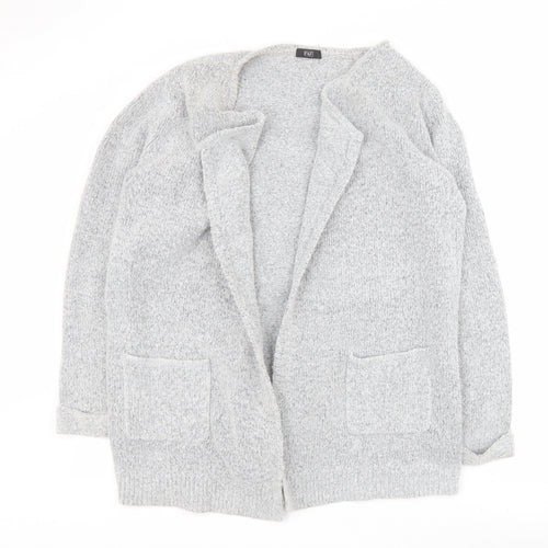 F&F Womens Grey V-Neck  Acrylic Cardigan Jumper Size 12
