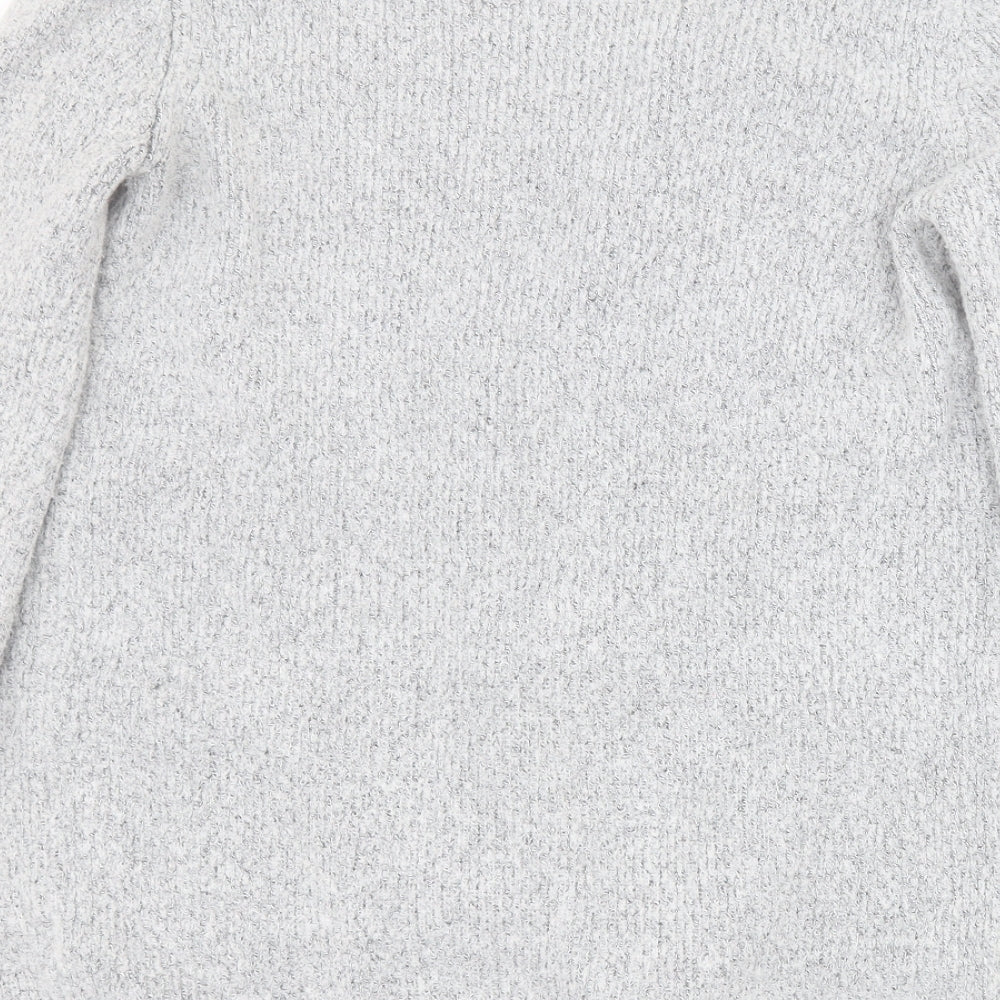 F&F Womens Grey V-Neck  Acrylic Cardigan Jumper Size 12