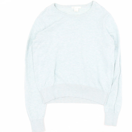 H&M Womens Blue Round Neck  Viscose Pullover Jumper Size S