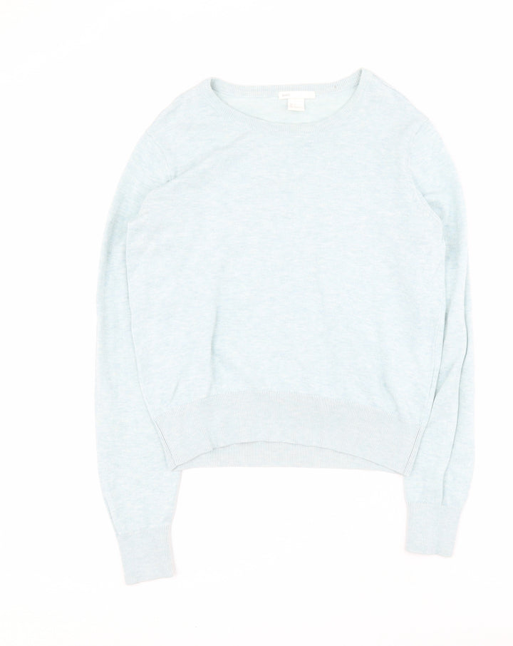 H&M Womens Blue Round Neck  Viscose Pullover Jumper Size S