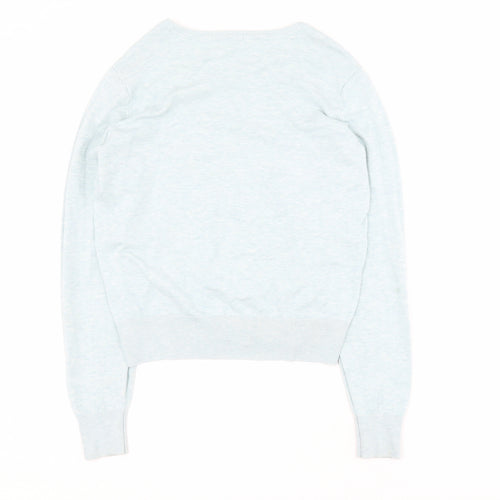 H&M Womens Blue Round Neck  Viscose Pullover Jumper Size S