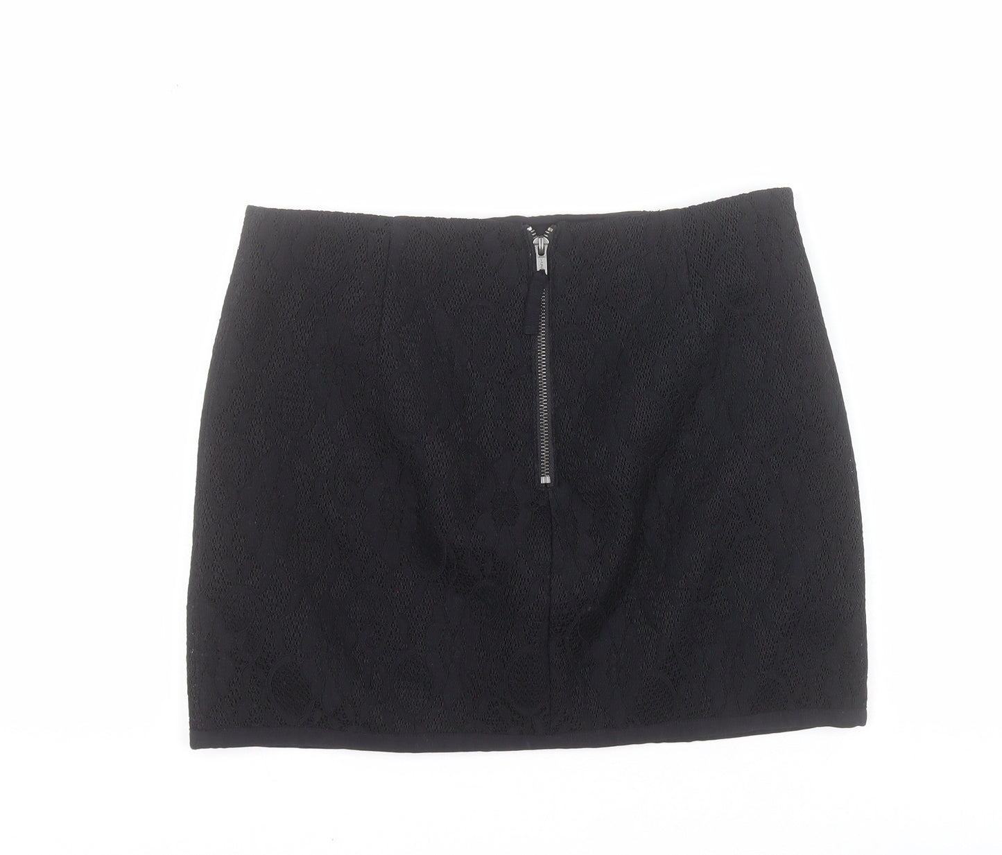 Topshop Womens Black  Polyamide Mini Skirt Size 12   Zip