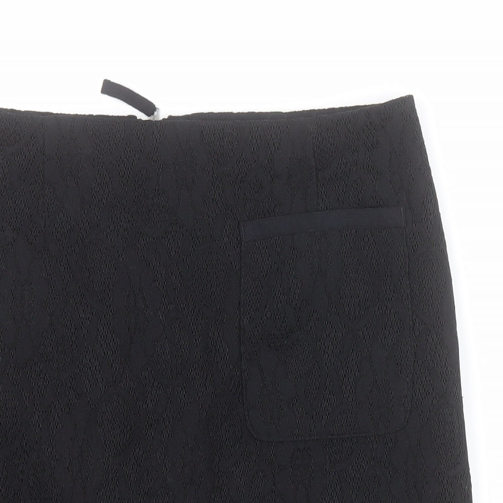 Topshop Womens Black  Polyamide Mini Skirt Size 12   Zip