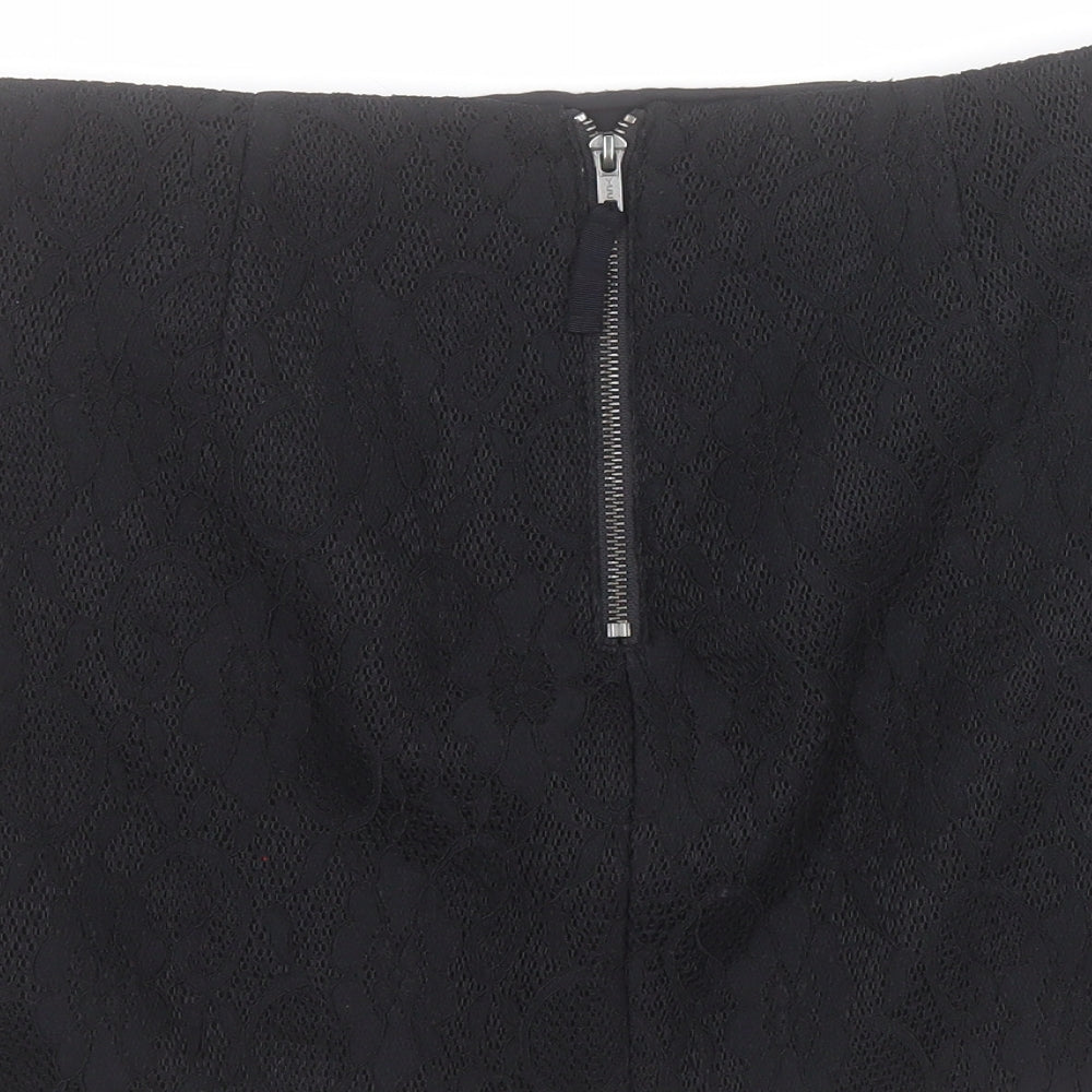 Topshop Womens Black  Polyamide Mini Skirt Size 12   Zip
