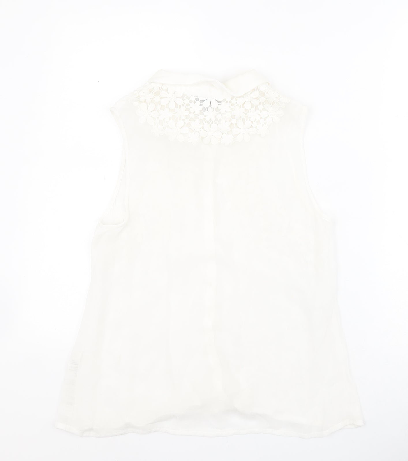 Topshop Womens White  Cotton Camisole T-Shirt Size 6 Collared