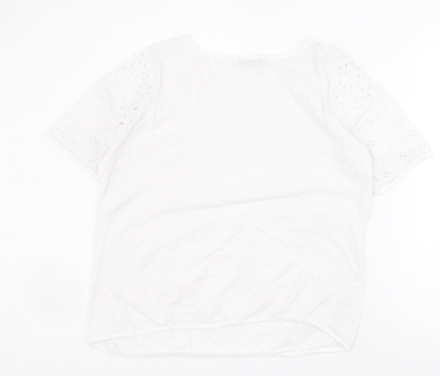 Claudia C Womens White  100% Cotton Basic T-Shirt Size 16 Round Neck