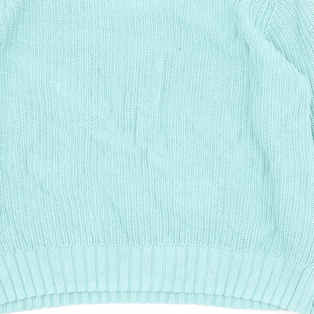 Marks and Spencer Womens Blue Crew Neck  100% Cotton Pullover Jumper Size M