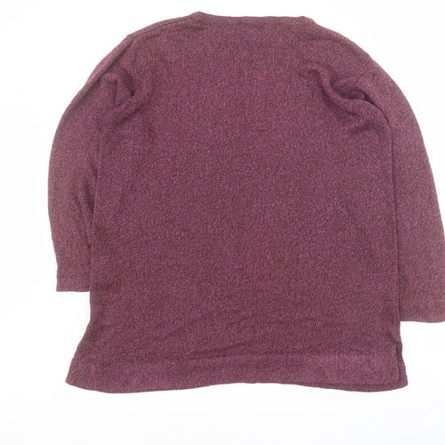 Damart Womens Purple Crew Neck  Acrylic Pullover Jumper Size 14