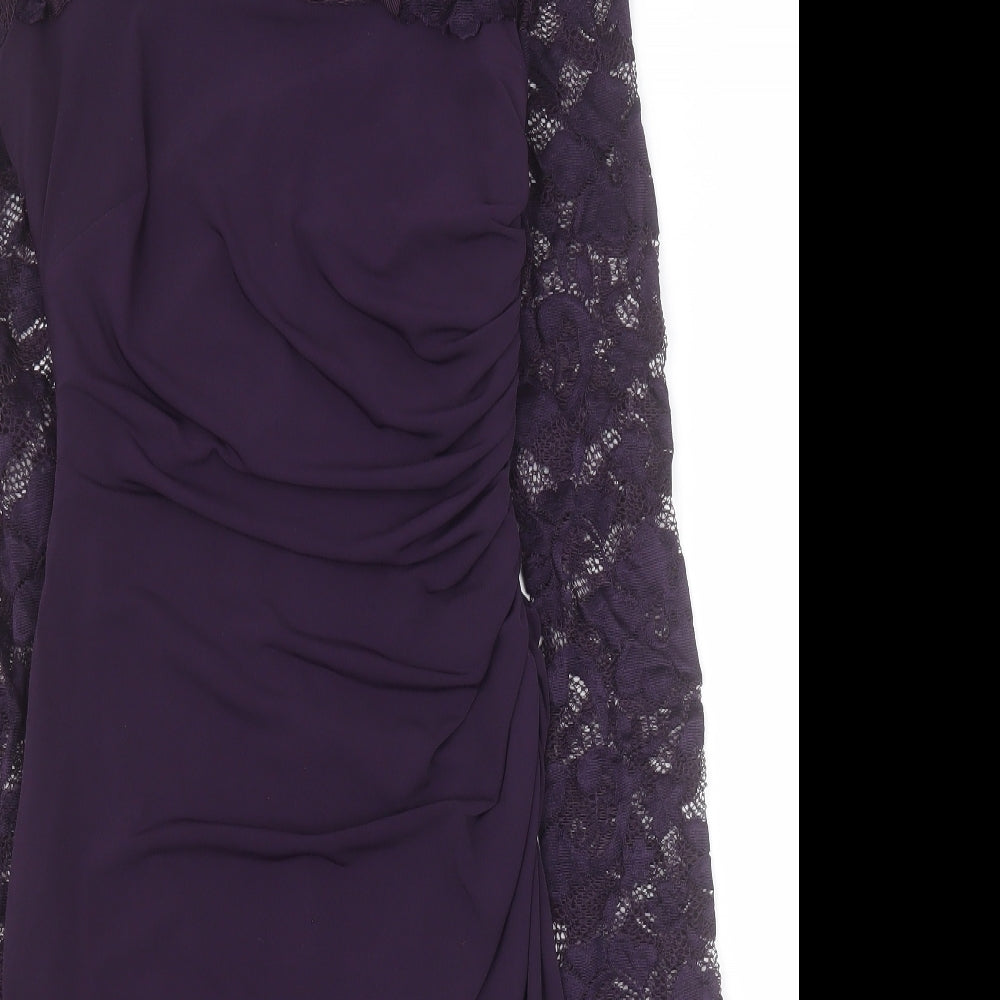 Phase Eight Womens Purple  Polyester Bodycon  Size 10  Round Neck Zip