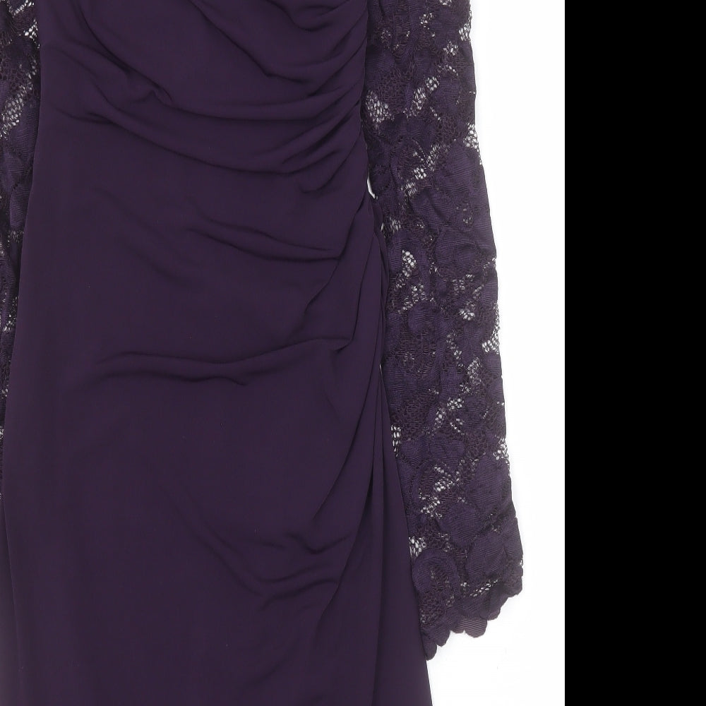 Phase Eight Womens Purple  Polyester Bodycon  Size 10  Round Neck Zip