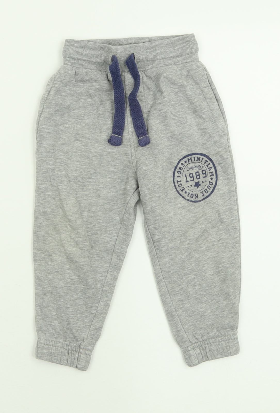 George Boys Grey  Cotton Jogger Trousers Size 12-18 Months  Tie