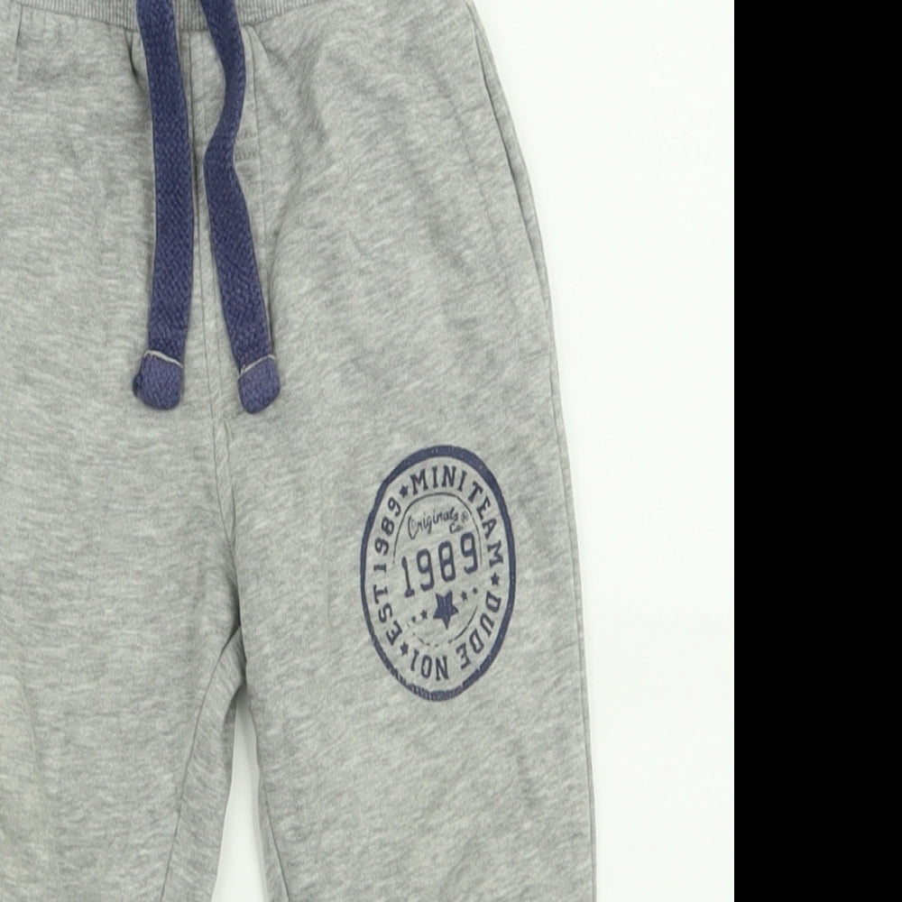 George Boys Grey  Cotton Jogger Trousers Size 12-18 Months  Tie